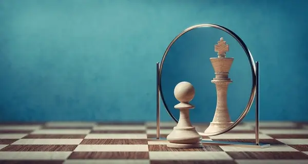 Chess pieces reflecting light